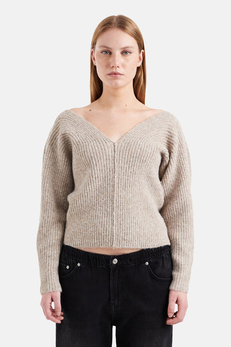 Trui met V-hals beige - TOPSHOP