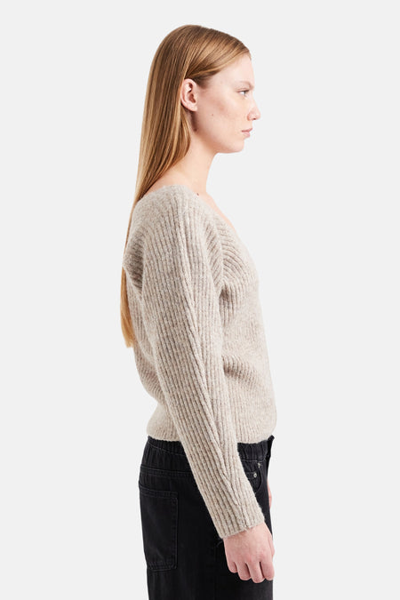 Trui met V-hals beige - TOPSHOP
