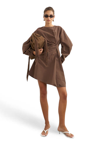 Kleedje met lange mouwen - Chocolate Brown