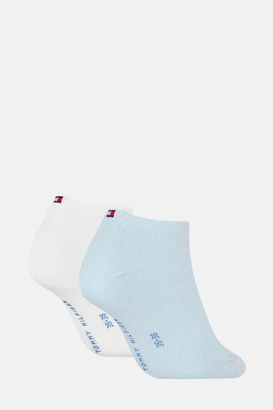 Blauwe sokken van TOMMY JEANS, met merklogo en maatdetails op de zool.