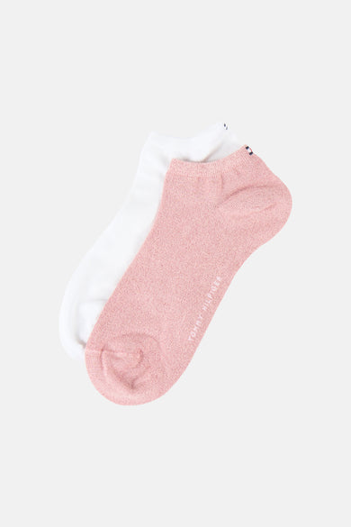 Chaussettes roses pour femmes de TOMMY JEANS, avec logo discret de la même couleur.