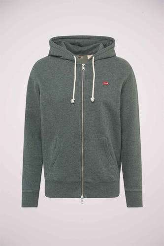 Gilet gris de Levi's, avec capuche et fermeture éclair.