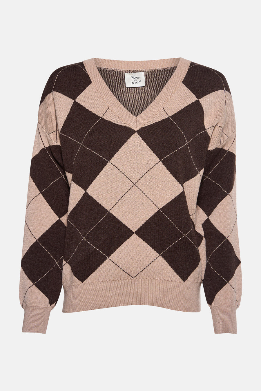 Trui met V-hals bruin - Terra di Siena - Terra di Siena - 1