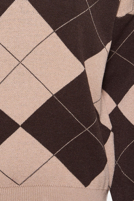 Trui met V-hals bruin - Terra di Siena