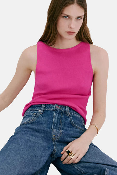 Giletkorte zonder mouw - roze