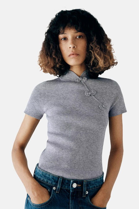 Pull met korte mouwen - grijs