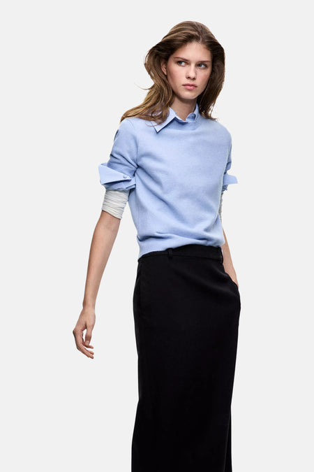 Pull met korte mouwen - blauw