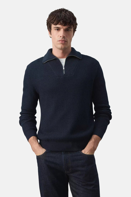 Pull col roulé bleu - MANGO