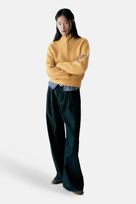 Pull col roulé jaune - MANGO