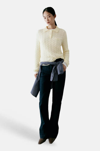 Pull met polokraag - geel