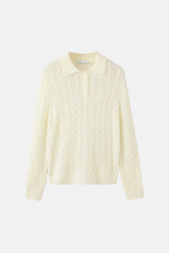 Pull met polokraag - geel