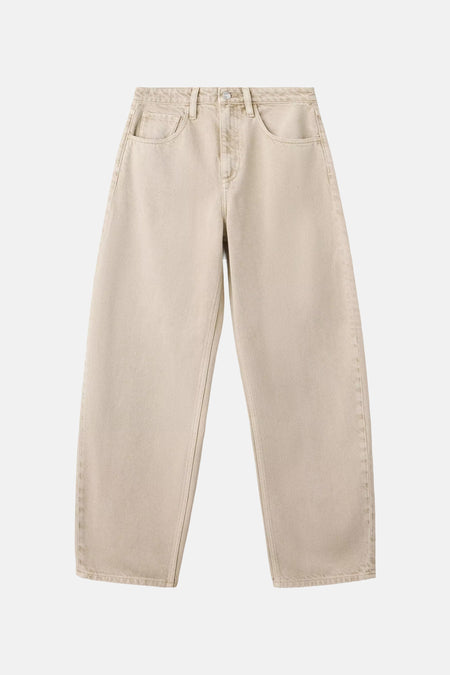 Beige 5-pocket broek van MANGO, front view, rechte pasvorm, lichte denimtextuur