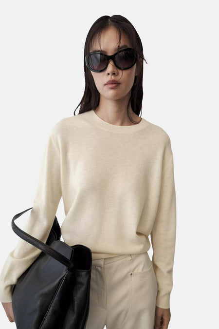 Trui met ronde hals beige - MANGO
