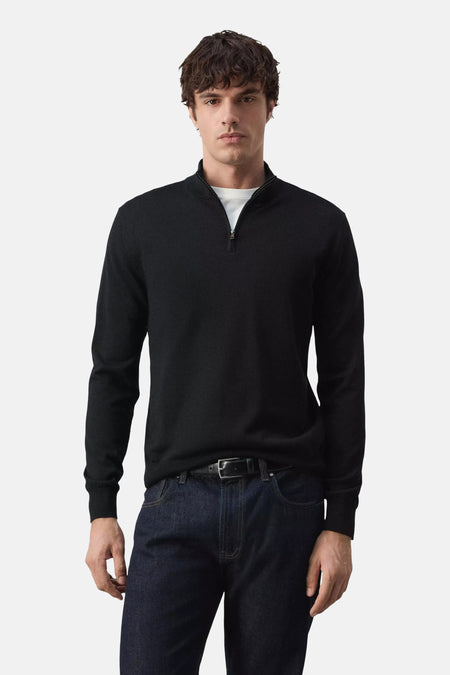 Pull col roulé noir - MANGO