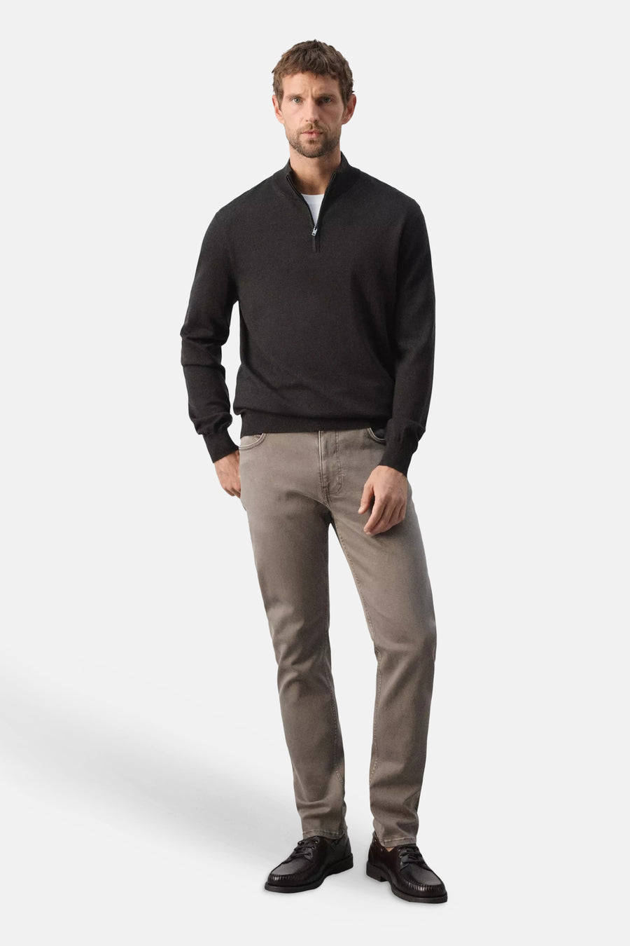 Pull met rolkraag - bruin