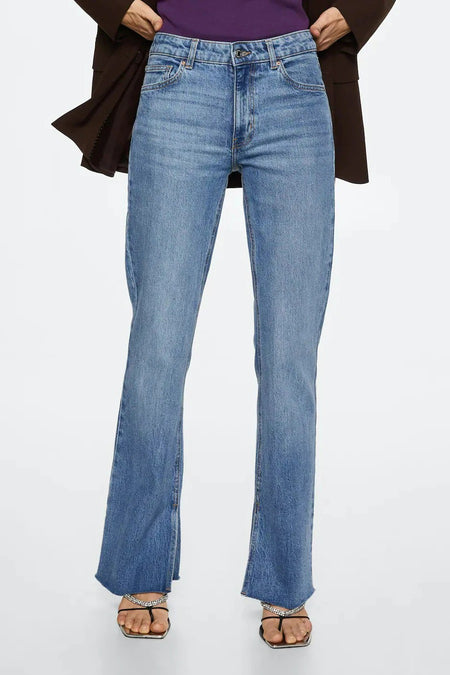 Straight jeans - mid blue denim