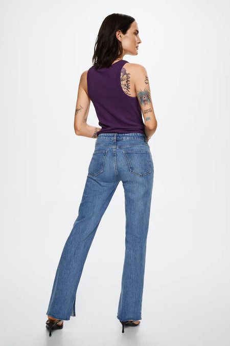 Jeans straight Mid blue denim - Mango
