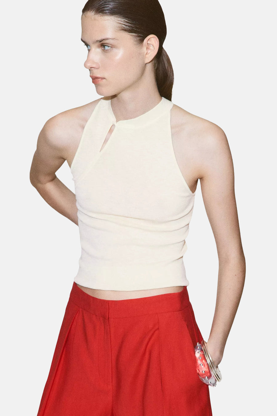 Blouse (zonder mouwen) beige - MANGO