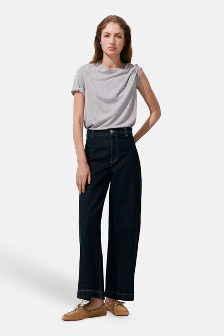 Jeans wide dark blue denim - MANGO