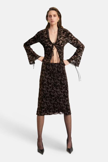 Blouse met lange mouwen - Bruin