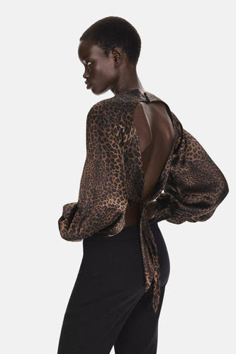 Blouse (lange mouwen) bruin - MANGO
