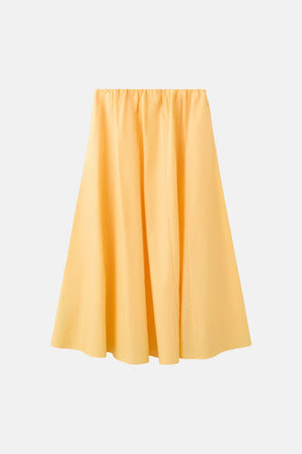 Gele casual rok van MANGO met elastische taille en vloeiende A-lijn, front view