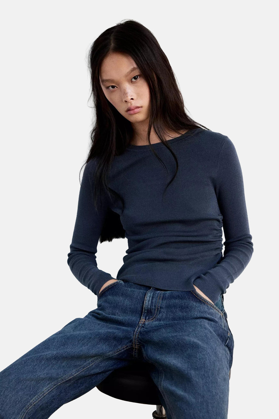 Pull col O - bleu