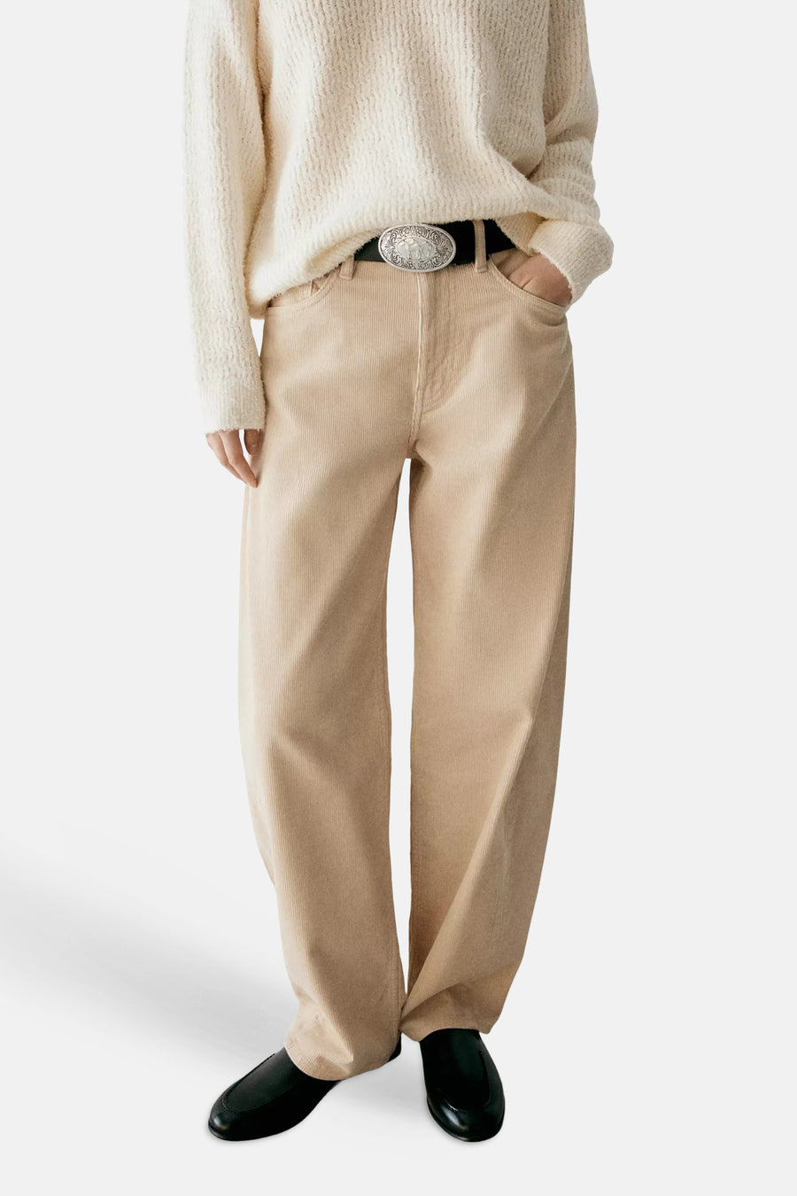 Pantalons 5 poches Écru - MANGO