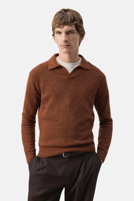 Pull col V - brun