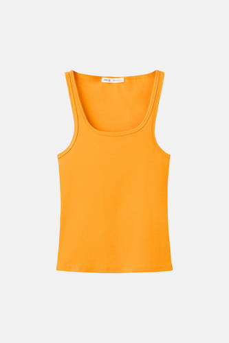 Oranje tanktop van MANGO, gladde stof, ronde hals, voorzijde weergave