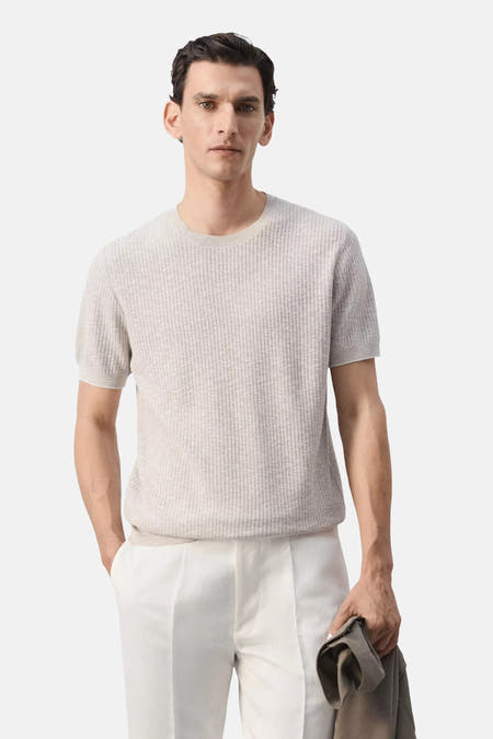 Pull met ronde hals - beige