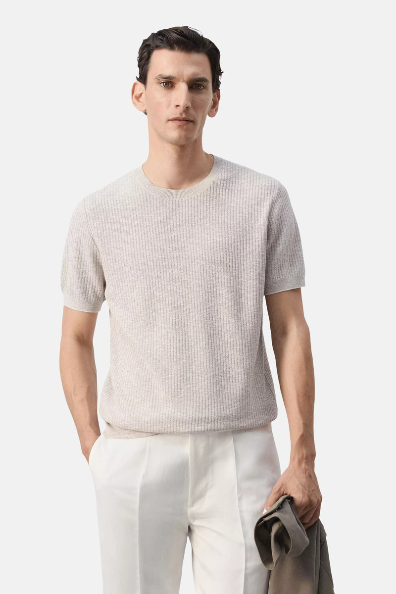 Pull met ronde hals - beige