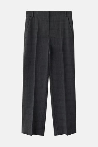 Grijze chino's met ruitpatroon van MANGO, rechte pasvorm, front view