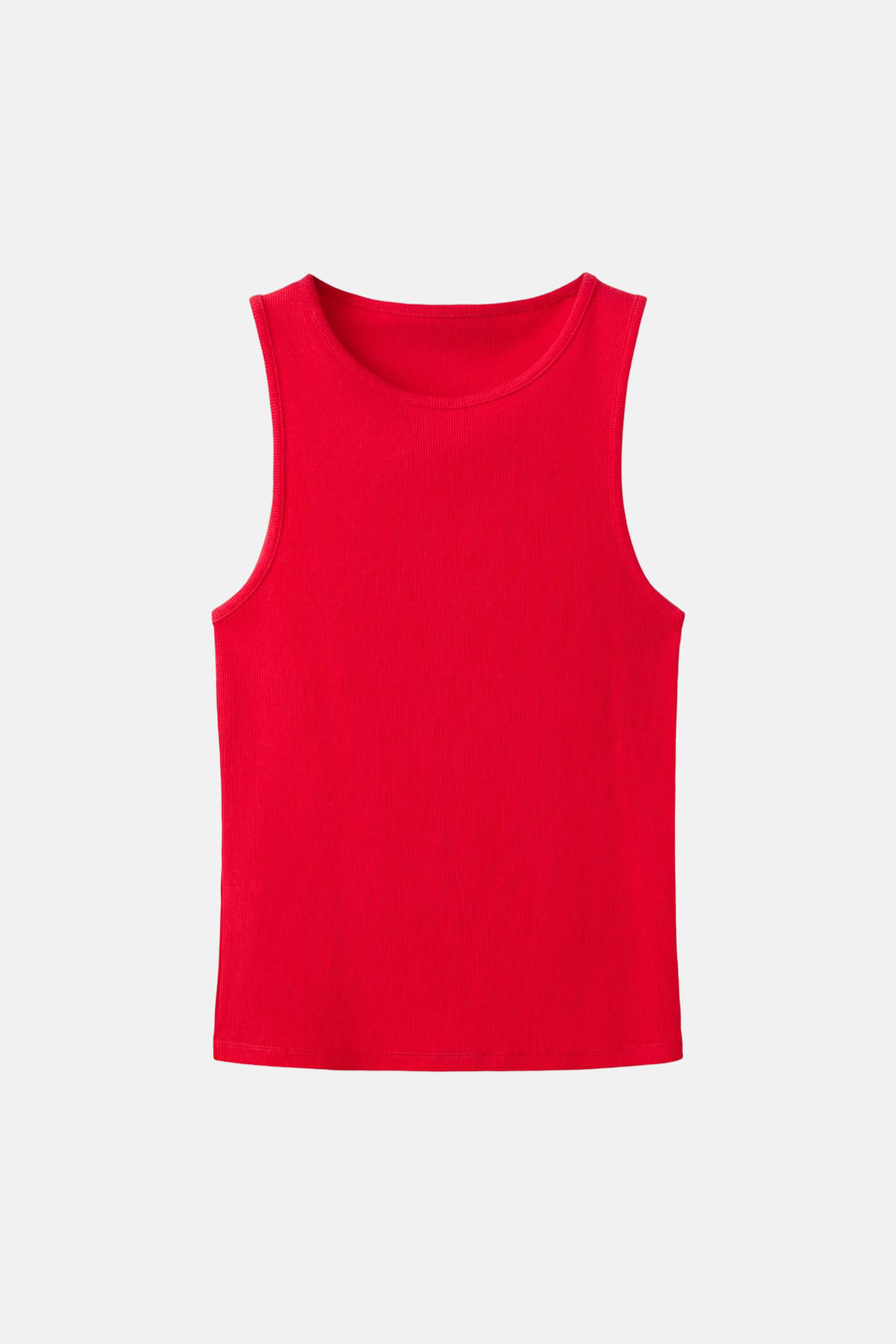 Rode ribbel tanktop van MANGO, strak model met ronde hals, front view