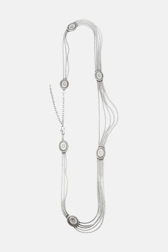 Zilveren riem met meerdere kettinglagen en ronde decoratieve elementen van MANGO, front view