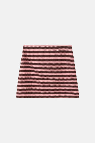 Multicolor gestreepte rok van MANGO, roze en bruin, gebreid, casual stijl, front view