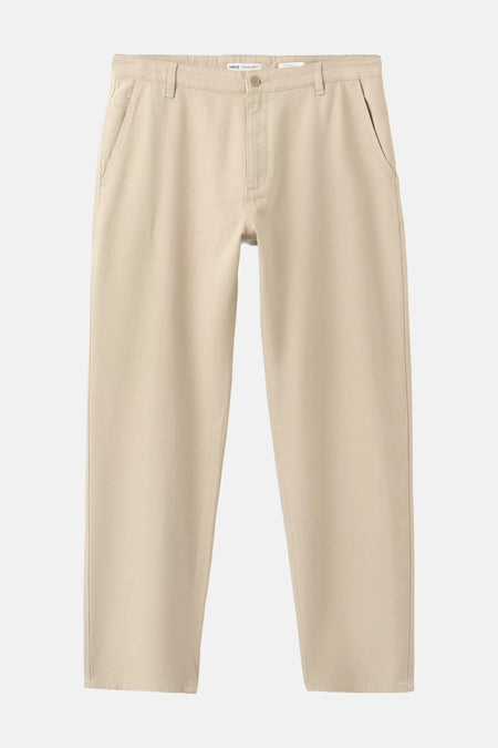 Pantalon 5 poches beige MANGO vu de face