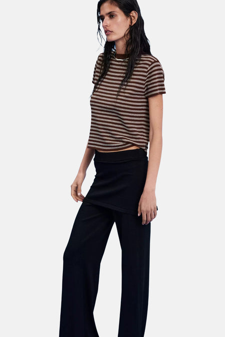 Pull met korte mouwen - Bruin