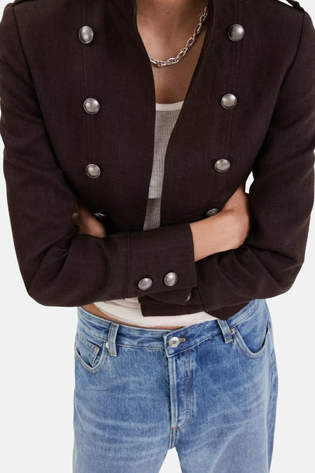Dames tops jas casual brun - MANGO