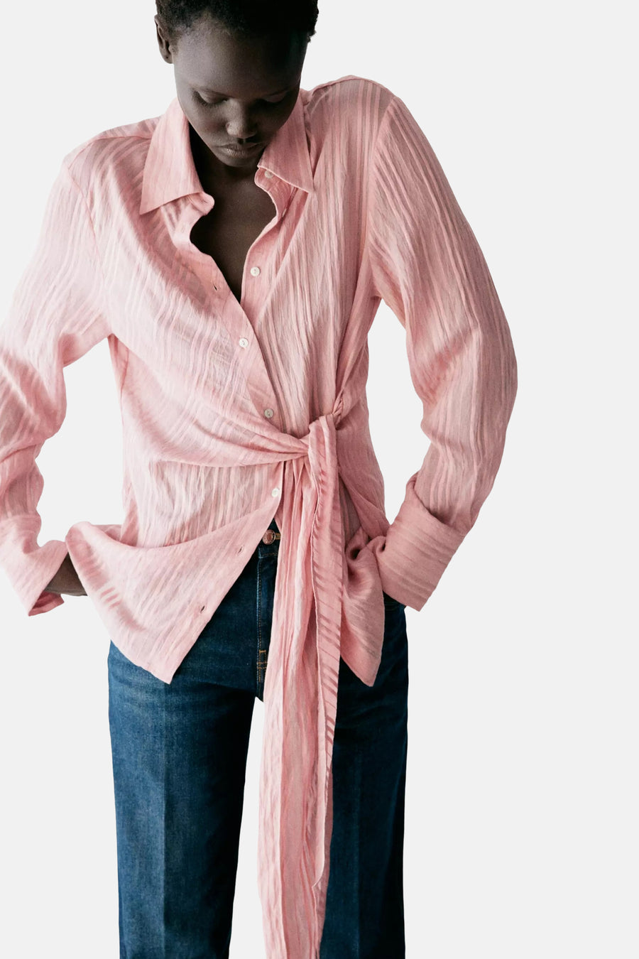 Blouse à manches longues - rose