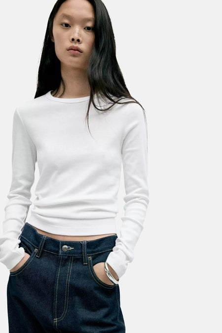 Top uni manche longue blanc - MANGO