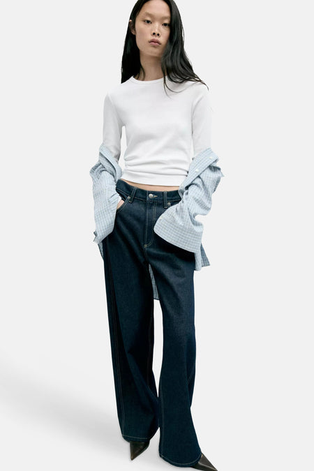 Top uni manche longue blanc - MANGO