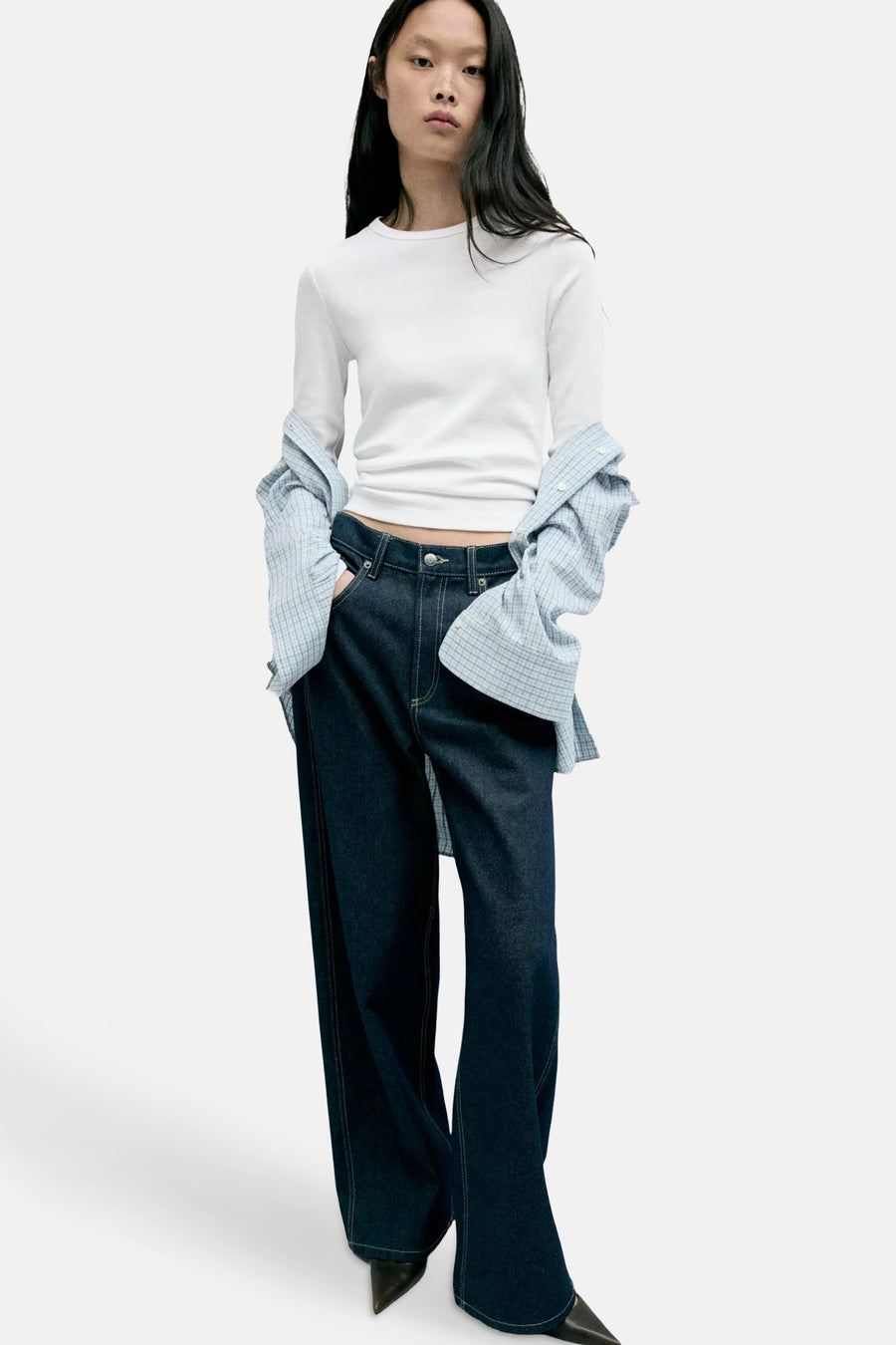 Top uni manche longue blanc - MANGO