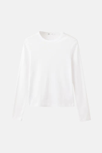 Top uni manche longue blanc - MANGO