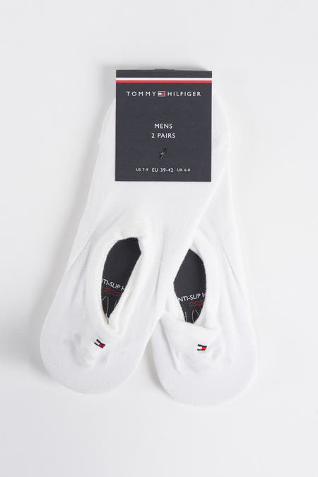 Witte sokken van Tommy Hilfiger met anti-slip hak en logo.
