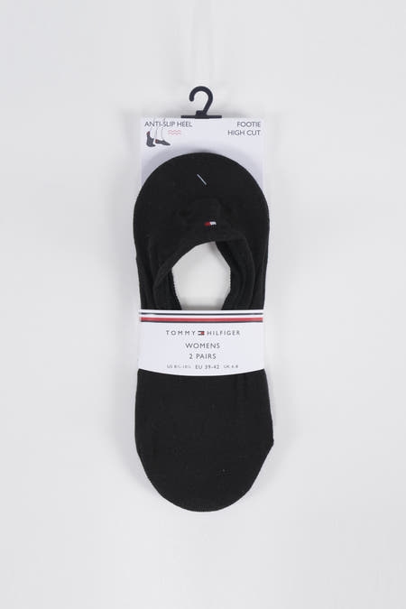 Chaussettes de dame noires Tommy Hilfiger, avec un détail anti-dérapant et une coupe haute.