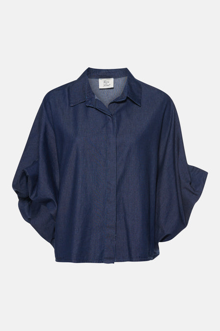 Blouse met 3/4 mouw - dark blue denim