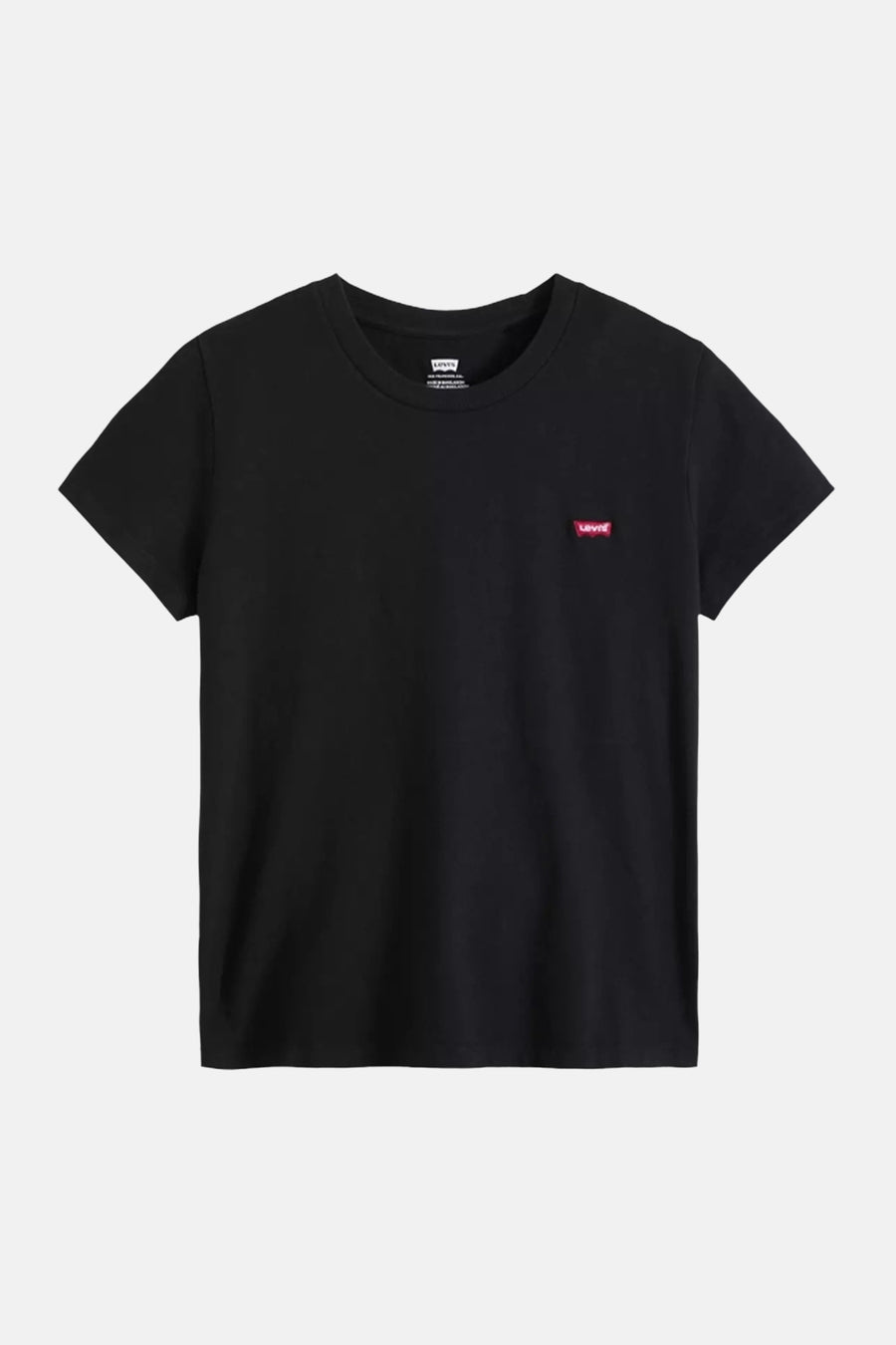 Zwart korte mouwen T-shirt van Levi's® met klein rood logo op borst, ronde hals, front view
