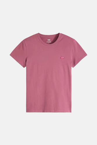 Bordeaux T-shirt met korte mouwen van Levi's met een klein logo op de borst.