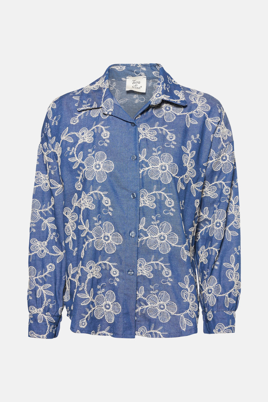 Hemd met lange mouwen - Mid blue denim - Terra di Siena